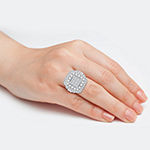 Womens 4 CT. T.W. Genuine White Diamond 10K White Gold Cushion Side Stone Engagement Ring