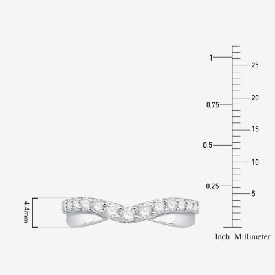 4MM 1/2 CT.T.W. Natural Diamond 10K or 14K White Gold Curved Wedding Band