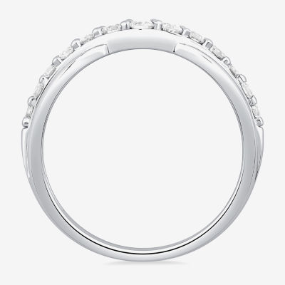 4MM 1/2 CT.T.W. Natural Diamond 10K or 14K White Gold Curved Wedding Band