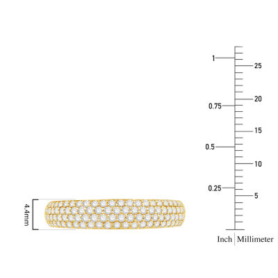 Micro Pave Womens 4MM 1/2 CT. T.W. Natural White Diamond 10K Gold Anniversary Wedding Band