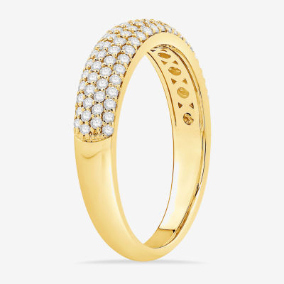 Micro Pave Womens 4MM 1/2 CT. T.W. Natural White Diamond 10K Gold Anniversary Wedding Band