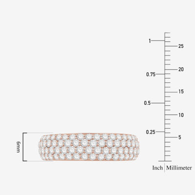 Micro Pave 5.5MM 1 1/2 CT. T.W. Genuine White Diamond 10K Gold Anniversary Wedding Band