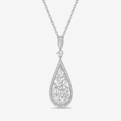 Diamonart Womens White Cubic Zirconia Sterling Silver Pear Pendant ...