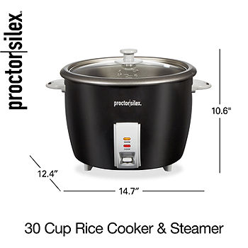 Proctor Silex 30-Cup Rice Cooker and Food Steamer, Black