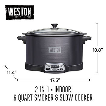 Weston 2-in-1 Indoor Smoker & Slow Cooker, Black