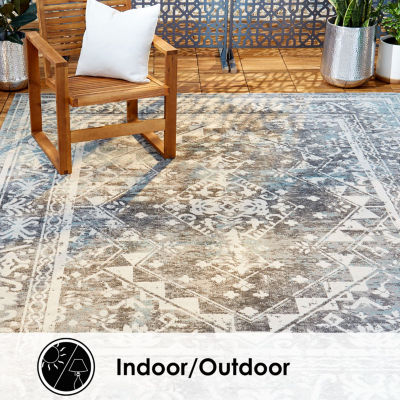 Nicole Miller Patio Sofia Ivy Border Loomed Rectangular Outdoor Area Rug