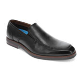 Stacy Adams Blake Mens Leather Moc-Toe Slip-On Dress Shoes, 9 Medium, Black