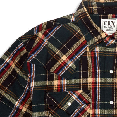 Ely Cattleman Brawny Flannel Mens Long Sleeve Western Shirt