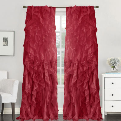 Sweet Home Collection Ruffled Sheer Rod Pocket Single Curtain Panel