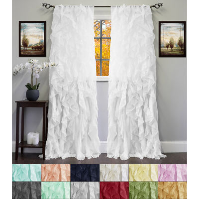 Sweet Home Collection Ruffled Sheer Rod Pocket Single Curtain Panel