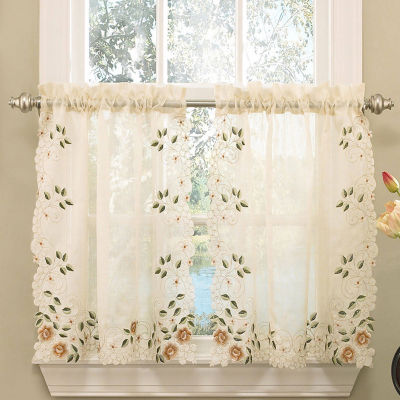Sweet Home Collection Rosemary Rod Pocket Kitchen Curtain Window Set