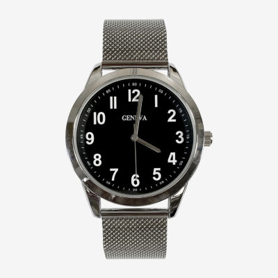 Geneva Geneva Mens Silver Tone Bracelet Watch Mac8150jc