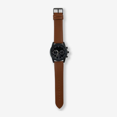 Geneva Geneva Mens Brown Strap Watch Mac7122jc