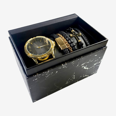 Geneva, Accessories, Black Mens Watch And Bracelet Set