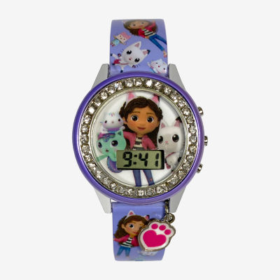 Gabby's Dollhouse Unisex Automatic Crystal Accent Purple Strap Watch Gab4027jc