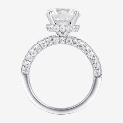 (H-I / SI1-SI2) Womens 3 CT. T.W. Lab Grown White Diamond 10K or 14K Gold Round Side Stone Engagement Ring