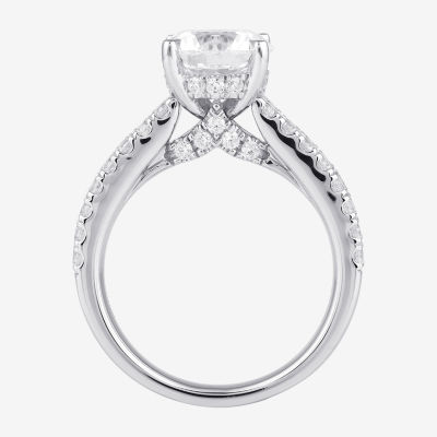 (H-I / SI1-SI2) Womens 3 CT. T.W. Lab Grown White Diamond 10K or 14K Gold Round Side Stone Engagement Ring