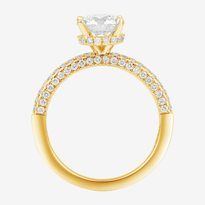 (H-I / SI1-SI2) Womens 2 CT. T.W. White Diamond 10K or 14K Gold Round Side Stone Engagement Ring