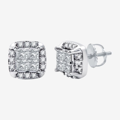 (H-I / Si2-I1) 1 CT. T.W. Lab Grown White Diamond 10K White Gold 8.9mm Stud Earrings