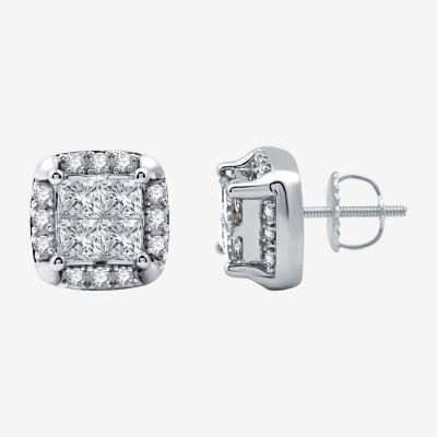 (H-I / Si2-I1) 1 CT. T.W. Lab Grown White Diamond 10K White Gold 8.9mm Stud Earrings