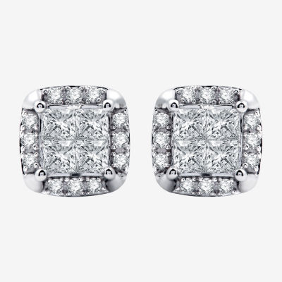 (H-I / Si2-I1) 1 CT. T.W. Lab Grown White Diamond 10K White Gold 8.9mm Stud Earrings