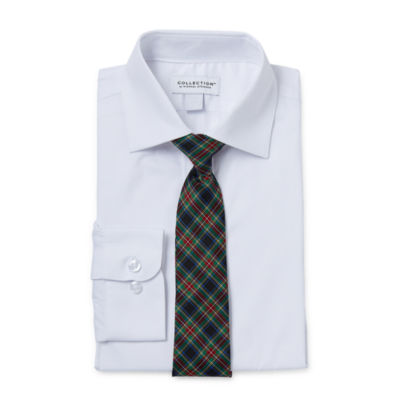Collection By Michael Strahan Big Boys Spread Collar Long Sleeve Shirt + Tie Set