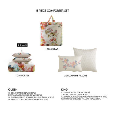 Bebejan Antique Flowers 5-pc. Midweight Reversible Comforter Set