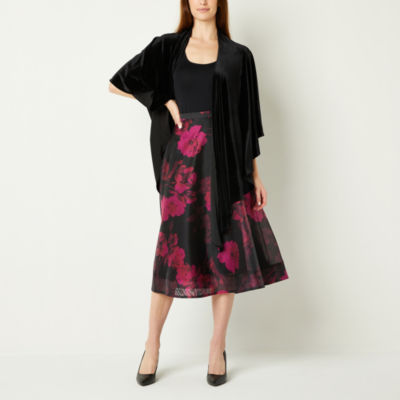 Danny & Nicole Velvet Womens 3/4 Sleeve Shrug