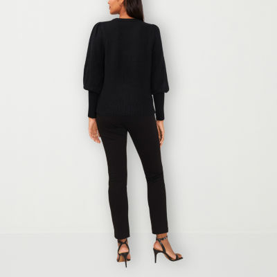 Sam And Jess Womens Round Neck Embellished Long Sleeve Pullover Sweater