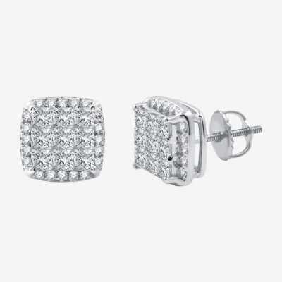 (H-I / Si2-I1) 2 CT. T.W. Lab Grown White Diamond 10K White Gold 10.6mm Stud Earrings