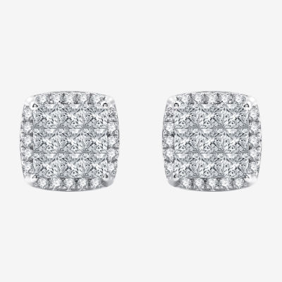 (H-I / Si2-I1) 2 CT. T.W. Lab Grown White Diamond 10K White Gold 10.6mm Stud Earrings