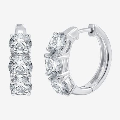 (H-I / Si2-I1) 5 CT. T.W. Lab Grown White Diamond 14K White Gold 18.9mm Hoop Earrings