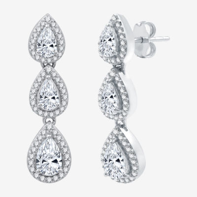 G-H / Si2-I1) CT. T.W. Lab Grown White Diamond 10K White Gold Pear Drop Earrings