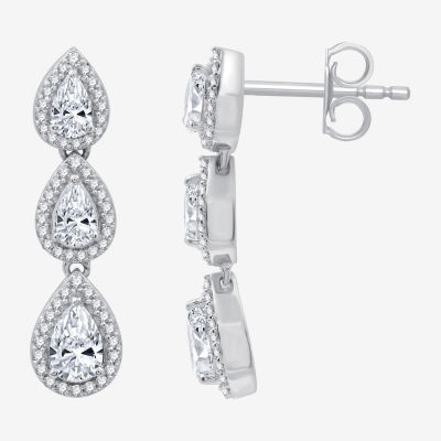 (G-H / Si2-I1) 2 CT. T.W. Lab Grown White Diamond 10K White Gold Pear Drop Earrings