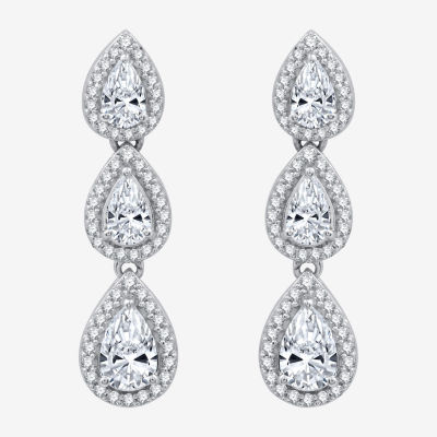 G-H / Si2-I1) CT. T.W. Lab Grown White Diamond 10K White Gold Pear Drop Earrings