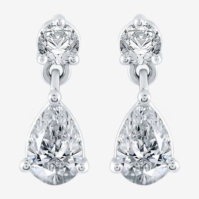 Ever Star (H-I / Si2-I1) 1 CT. T.W. Lab Grown White Diamond 10K White Gold Pear Round Stud Earrings