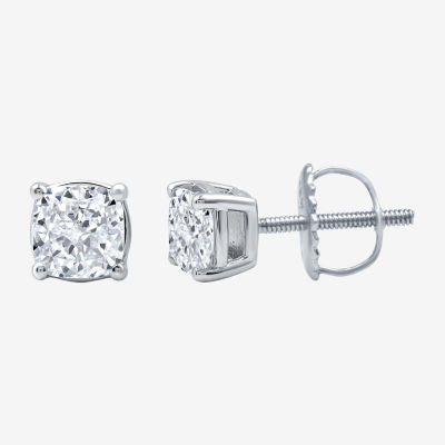 Ever Star (G / Vs2) 2 CT. T.W. Lab Grown White Diamond 14K White Gold Cushion Stud Earrings