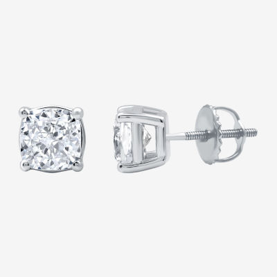 Ever Star (G / Vs2) 2 CT. T.W. Lab Grown White Diamond 14K White Gold Cushion Stud Earrings