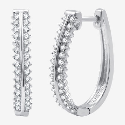 (H-I / Si2-I1) 3/4 CT. T.W. Lab Grown Diamond Sterling Silver 22mm Hoop Earrings