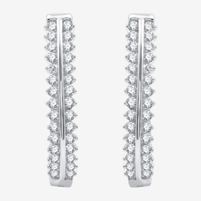 (H-I / Si2-I1) 3/4 CT. T.W. Lab Grown Diamond Sterling Silver 22mm Hoop Earrings