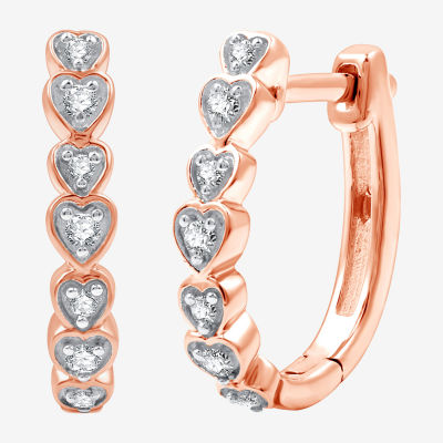 1/10 CT. T.W. Lab Grown White Diamond 14K Rose Gold Over Silver Sterling Silver 15.5mm Heart Hoop Earrings