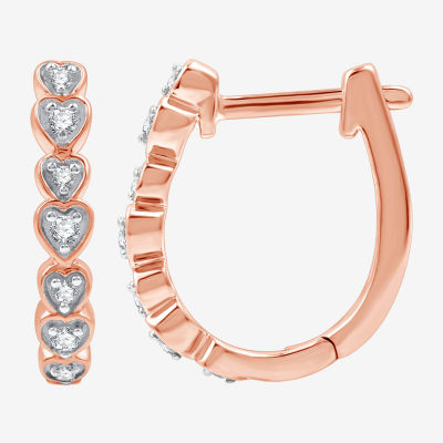 1/10 CT. T.W. Lab Grown White Diamond 14K Rose Gold Over Silver Sterling Silver 15.5mm Heart Hoop Earrings