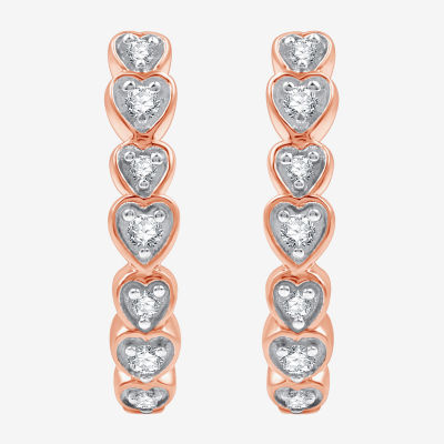 1/10 CT. T.W. Lab Grown White Diamond 14K Rose Gold Over Silver Sterling Silver 15.5mm Heart Hoop Earrings