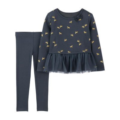 Under Armour Little Girls 2T-6X Long-Sleeve Scribble Dance Tee & Solid  Leggings Set