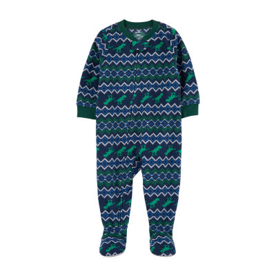 Carter's Toddler Boys Crew Neck Microfleece Long Sleeve Footed Pajamas