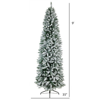 Nearly Natural Slim Faux Flocked Fir Christmas Tree