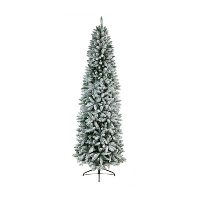 Nearly Natural Slim Faux Flocked Fir Christmas Tree