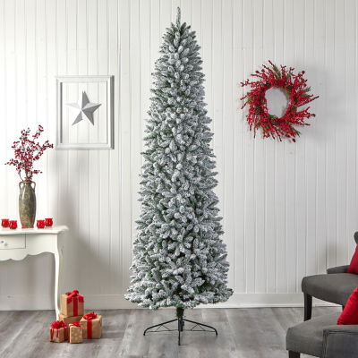 Nearly Natural Slim Faux Flocked Fir Christmas Tree