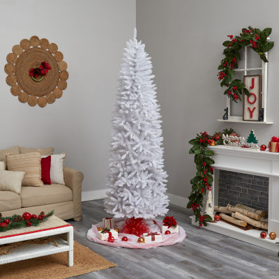 Nearly Natural Slim White Faux Fir Christmas Tree