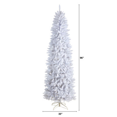 Nearly Natural Slim White Faux Fir Christmas Tree